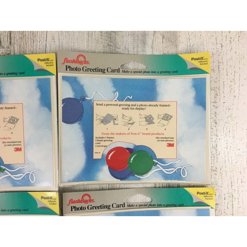 Lot of 5 Vtg Flashbacks Photo Greeting Cards Balloons Birthday NEW Sealed